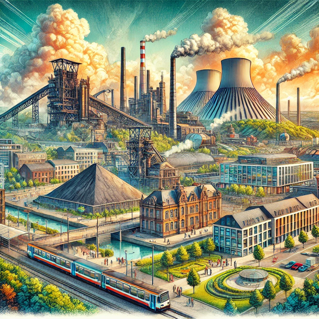 Vue industrielle et urbaine de Charleroi - expertise en état des lieux.