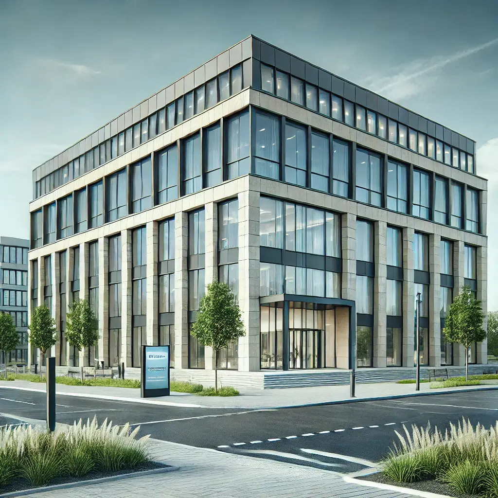 Inspection d'un bureau professionnel à Laeken par un expert immobilier.