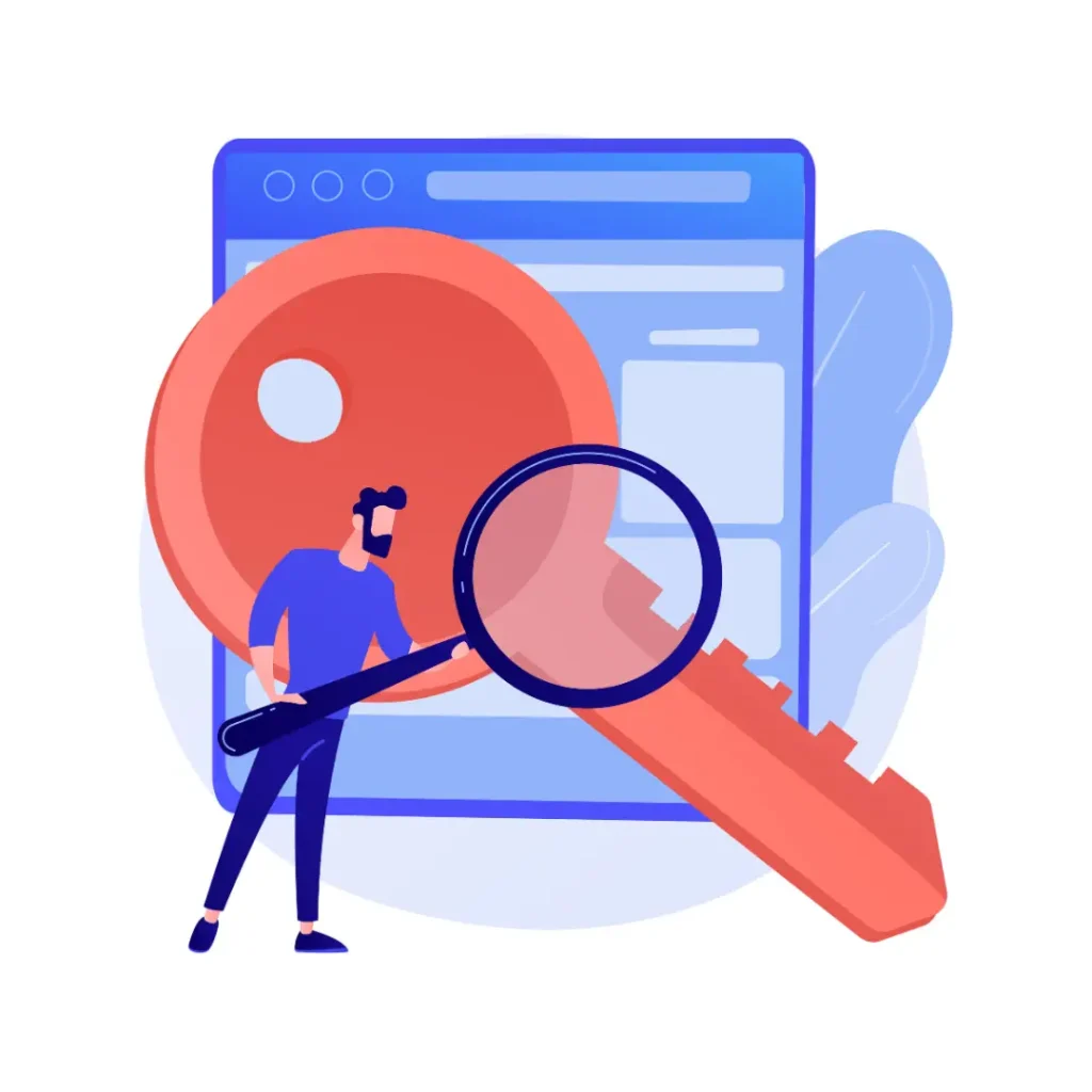 Expertise locale à Laeken avec un expert, une loupe, une clé et un rapport.