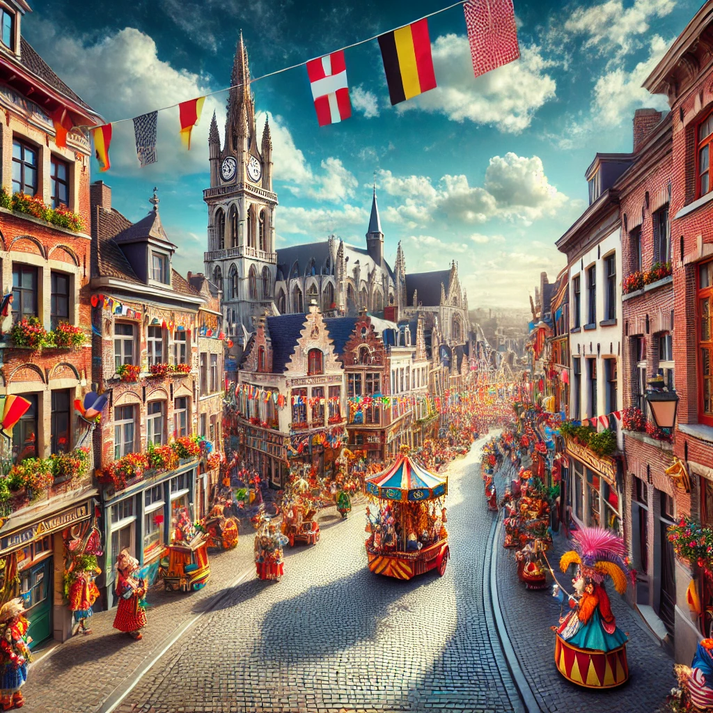 Vue festive et traditionnelle de Binche, illustrant la localisation d’un état des lieux Binche.