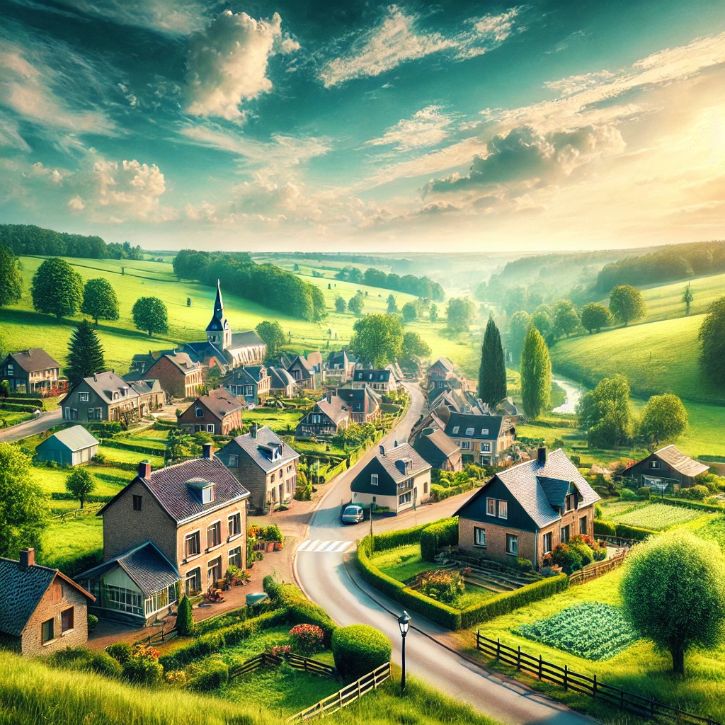 Vue panoramique de Bertogne, une belle commune idéale pour réaliser un état des lieux Bertogne immobilier fiable et rigoureux.