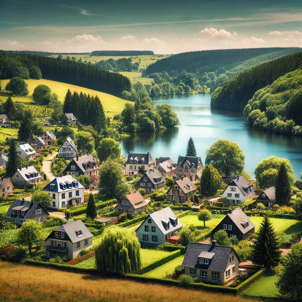 Vue panoramique de Butgenbach, une belle commune idéale pour réaliser un état des lieux Butgenbach immobilier fiable et rigoureux.