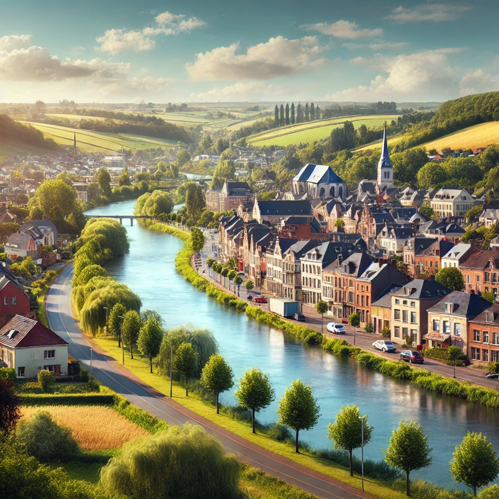 Vue panoramique de Visé, une belle commune idéale pour réaliser un état des lieux Visé immobilier fiable et rigoureux.
