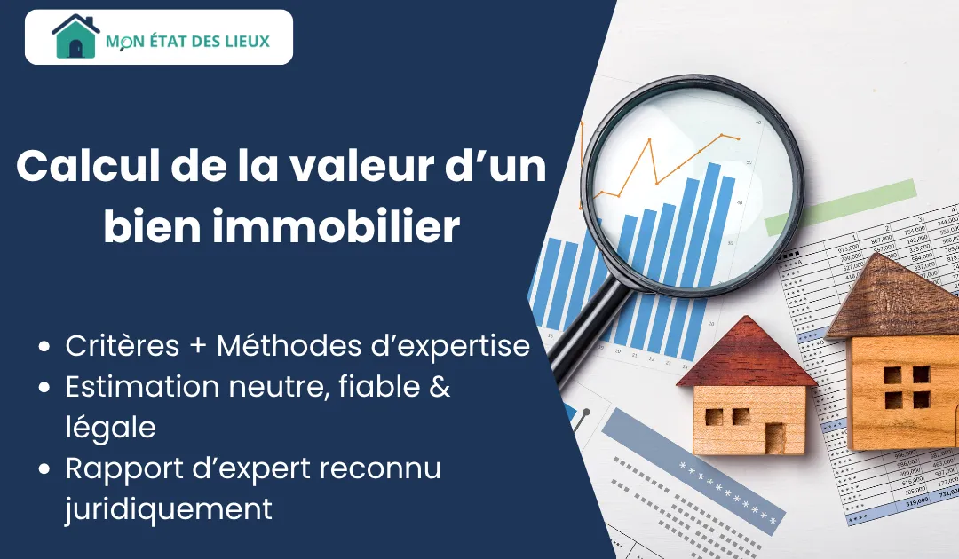 Calcul valeur bien immobilier par un expert agréé selon les critères du marché et de l’état du bien.