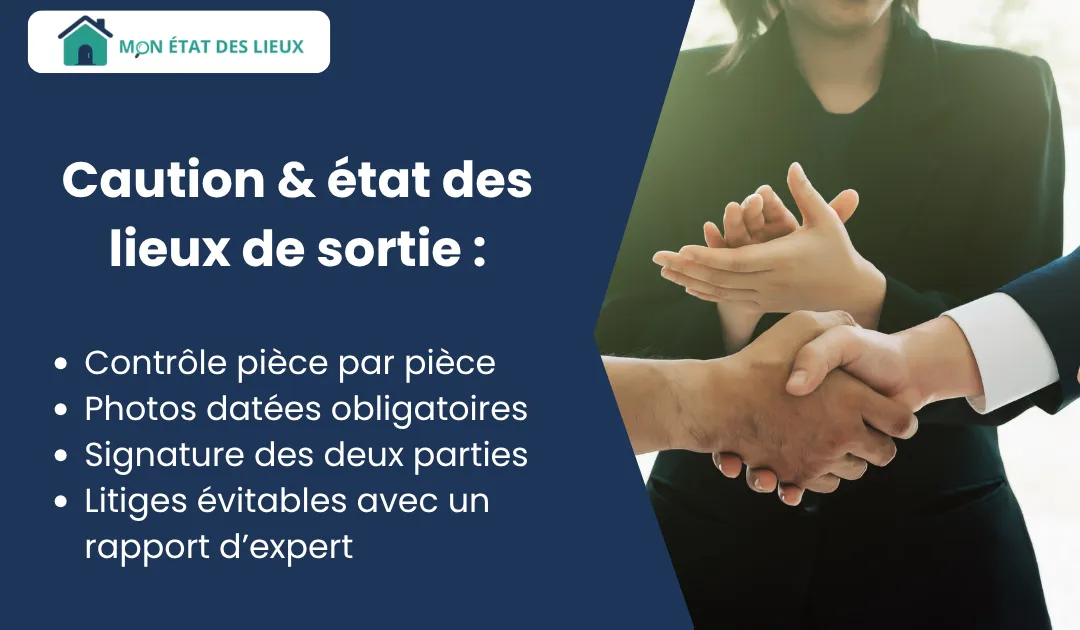 État des lieux de sortie caution : déterminer si la garantie locative peut être retenue ou restituée.