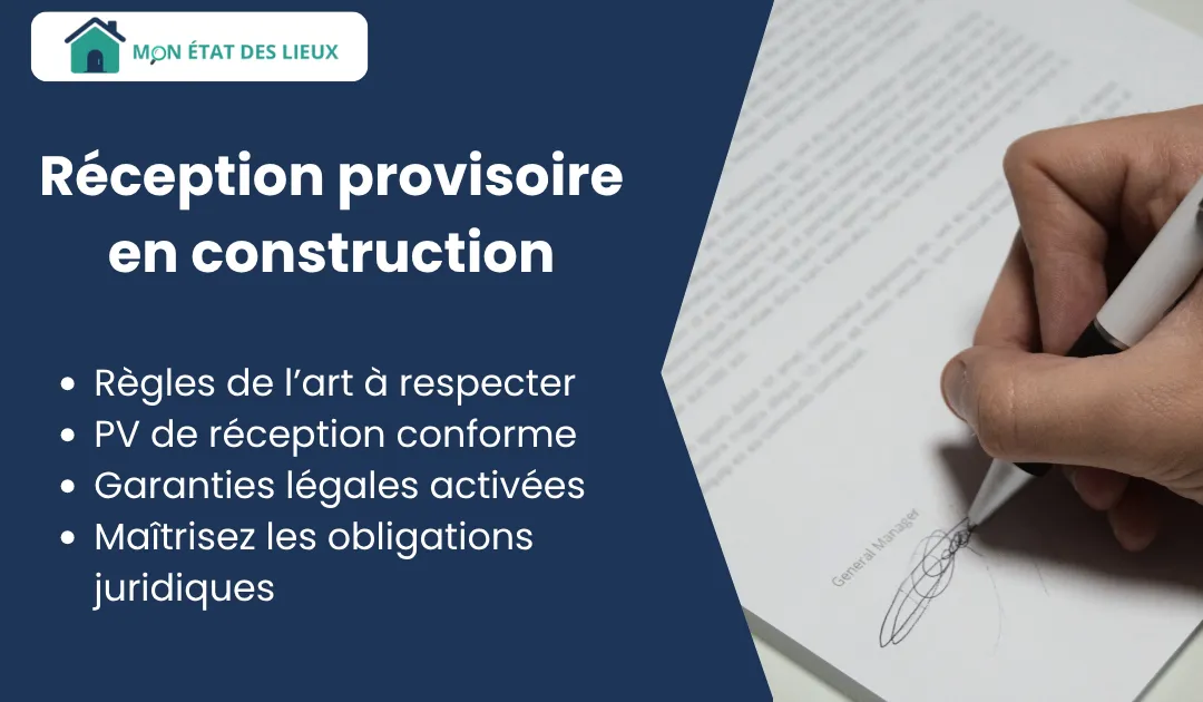 Construction réception provisoire : procès-verbal légal marquant la fin des travaux et le début des garanties.
