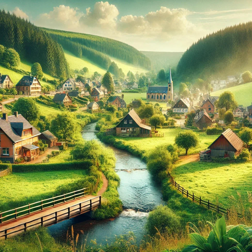 Vue panoramique de Büllingen, une belle commune idéale pour réaliser un état des lieux Büllingen immobilier fiable et rigoureux.