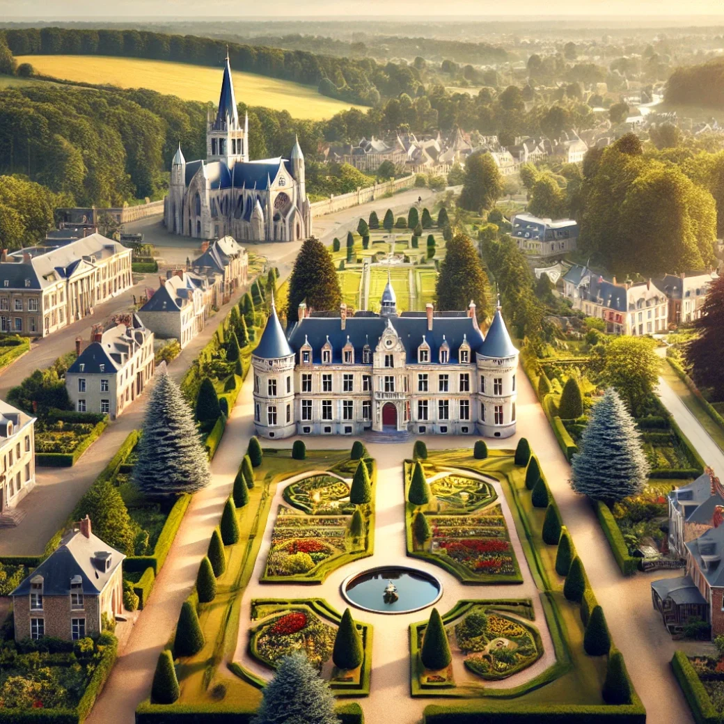Vue aérienne d’Enghien mettant en avant les services d'état des lieux Enghien.