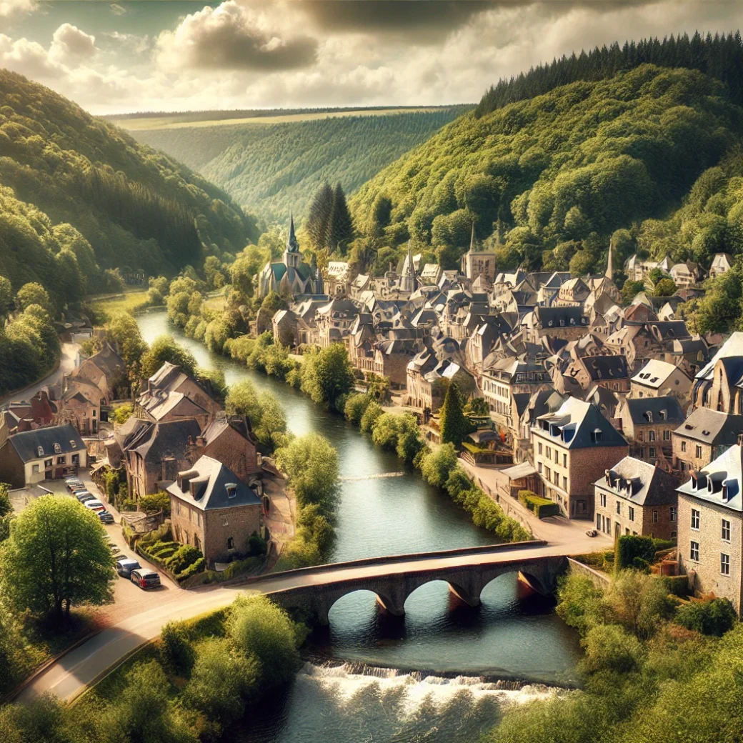 Vue panoramique de Houffalize, une belle commune idéale pour réaliser un état des lieux Houffalize immobilier fiable et rigoureux.