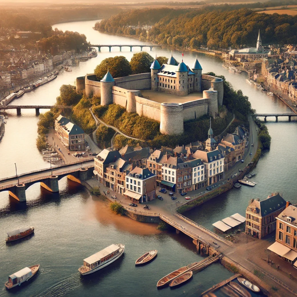 Vue panoramique de Huy, une belle commune idéale pour réaliser un état des lieux Huy immobilier fiable et rigoureux.