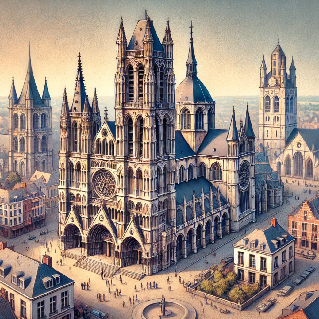 État des lieux à Tournai : Vue panoramique de Tournai, Belgique