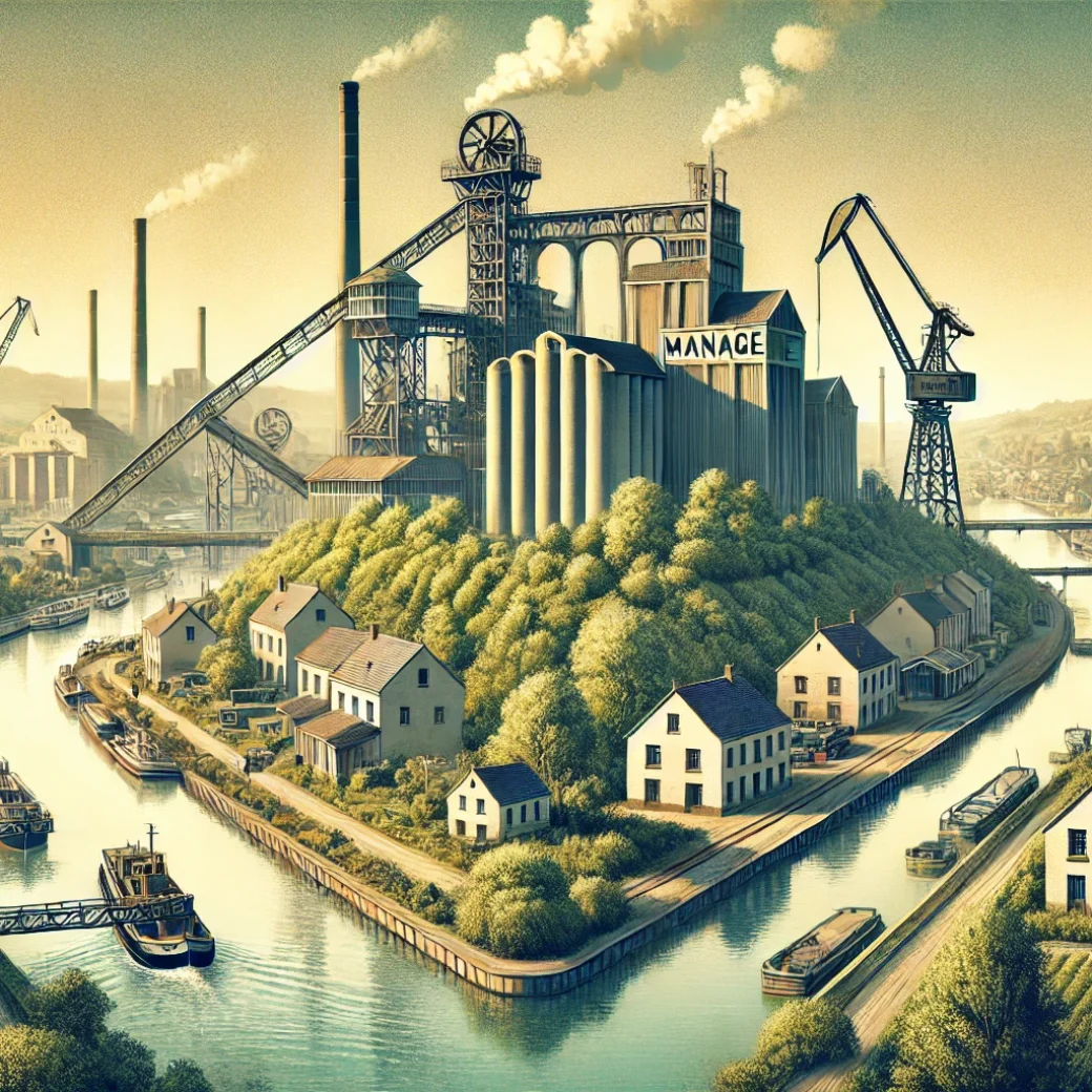 Vue industrielle de Manage, symbole de la localisation idéale pour un état des lieux Manage.