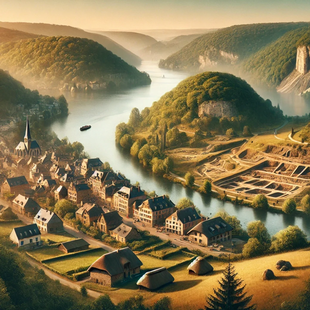 Vue panoramique de Sclayn, une belle commune idéale pour réaliser un état des lieux Sclayn immobilier fiable et rigoureux.