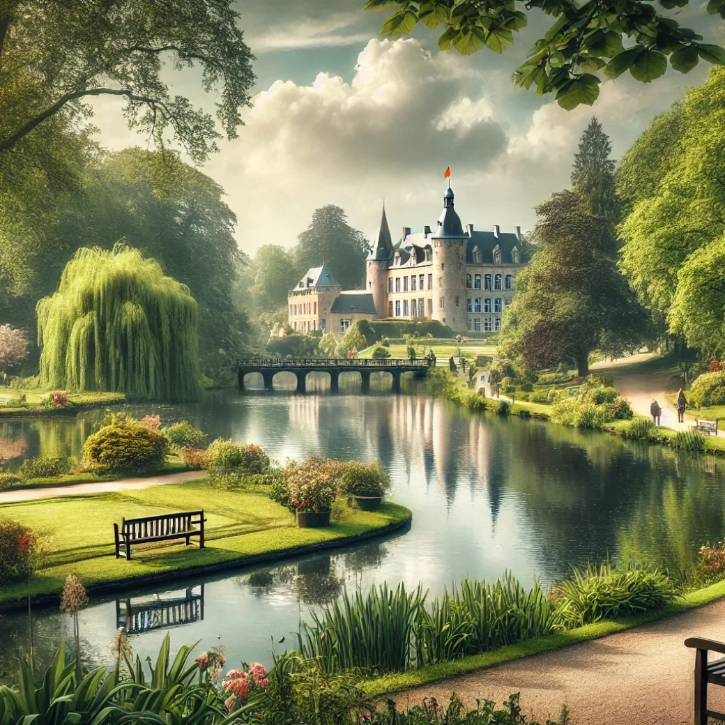 Paysage emblématique de Seneffe avec un château, représentant le cadre local pour un état des lieux Seneffe.