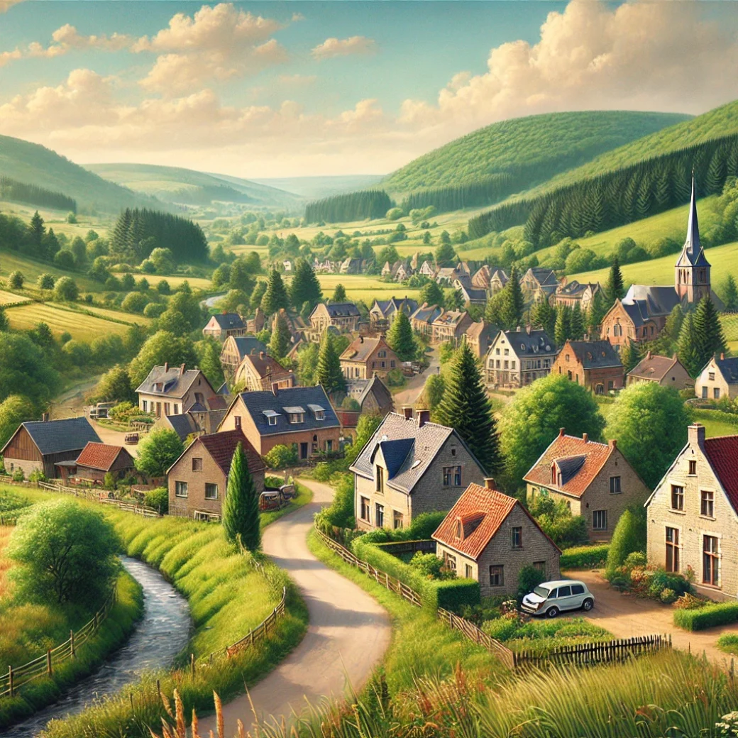 Vue panoramique de Sprimont, une belle commune idéale pour réaliser un état des lieux Sprimont immobilier fiable et rigoureux.